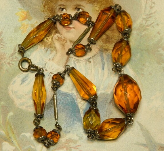 Vintage Faceted Topaz Yellow Beads Czech Glass by ohmymilky