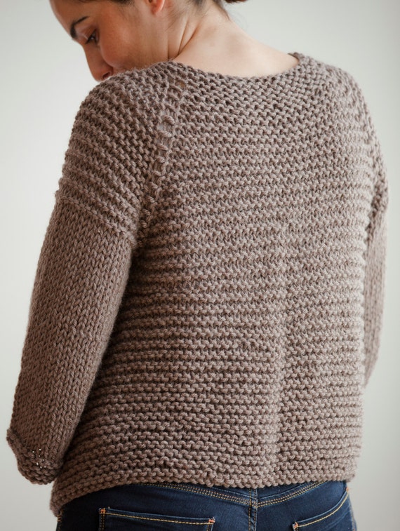 Retro brown cable knit cardigan for women A119
