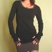 tunic dress extra long sleeves w/thumb holes Black/Cement Grey