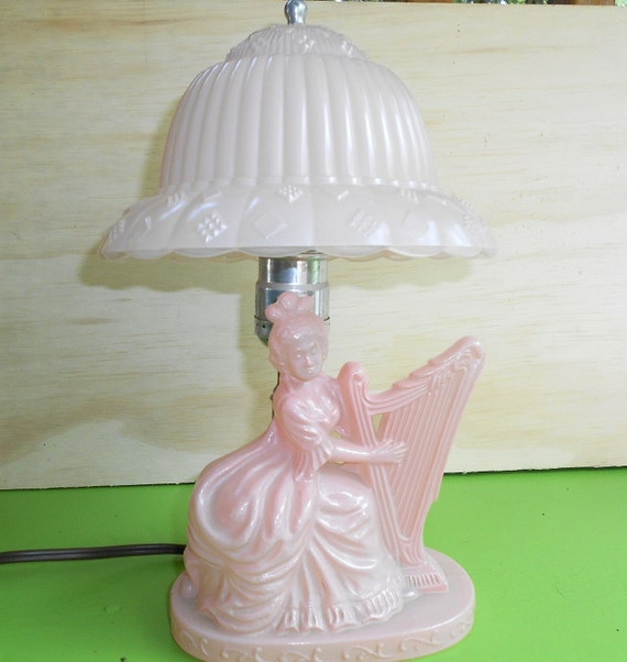 Antique Depression Glass Lamp Pink Depression by somelikevintage