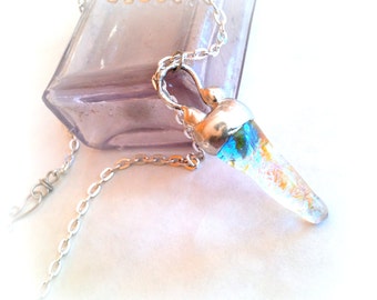 glass fused jewelry necklace dichroic icicle bail triangle metallic eco friendly ffany ti freeform