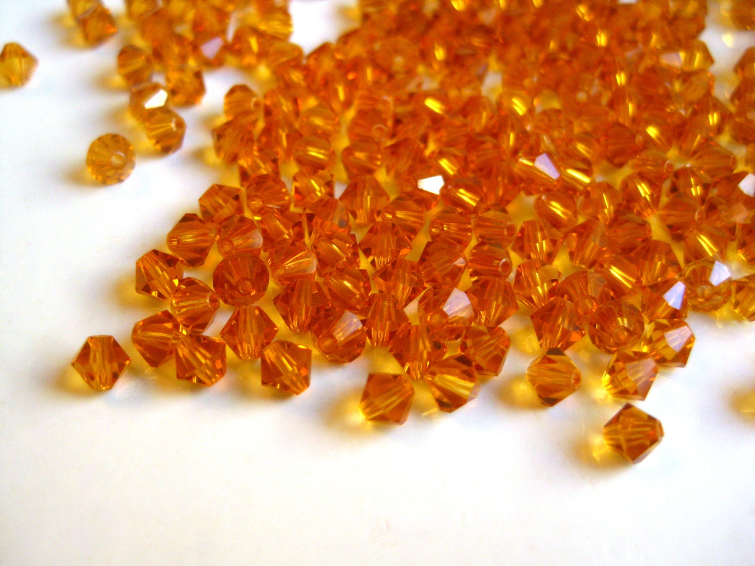25 Off 25 pcs Faceted Amber AB 4mm Bicone Beads Swarovski
