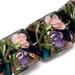 Glass Lampwork Bead Set - Four Pink & Purple Floral Pillow Beads 10407414
