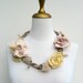 Felted Fiber Necklace Shabby Chic Golden Cream Ivory