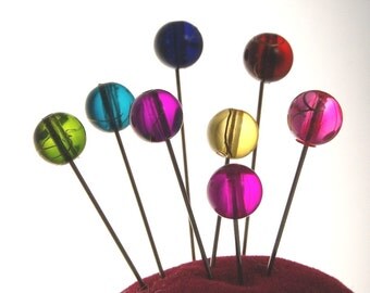 Gold swirl sewing pins - set of 8 medium long straight pins