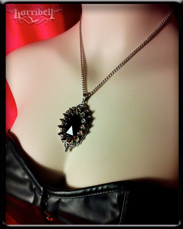 Large Black Spike Necklace // Spike Jewelry // Punk Necklace