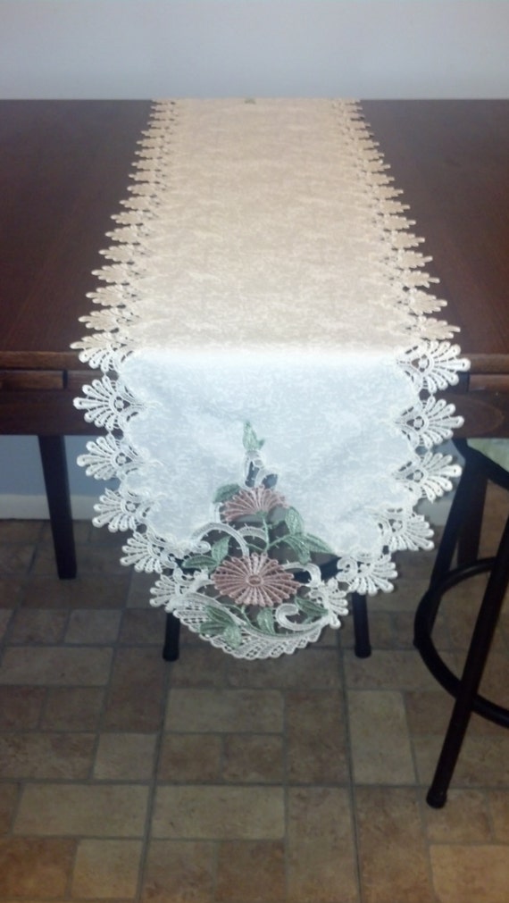 Mauve Lace 36 Doily or Table Runner or Dresser by DoilyBoutique