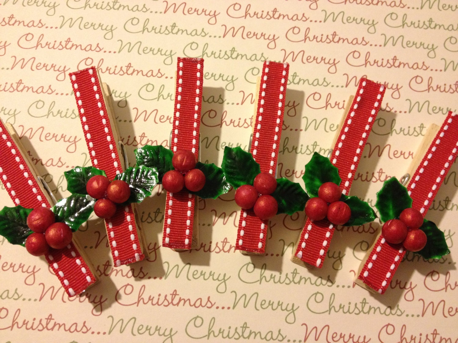 Clothes Pins Christmas Ornament Package Topper Wrapping