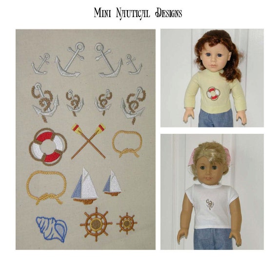 Mini Nautical Embroidery Design Set and Tutorial for embroidering 