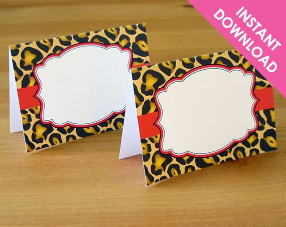 INSTANT DOWNLOAD Leopard Print Tented Buffet Labels or Place Cards Printable (Digital File) Il_570xn