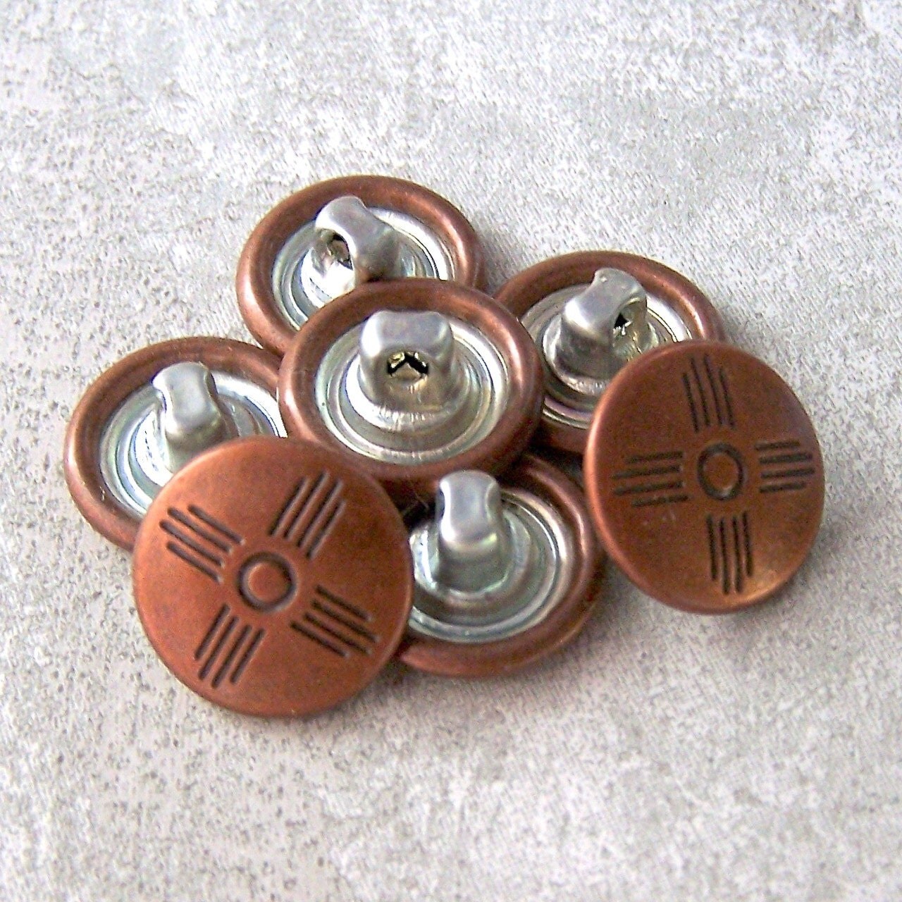 Genuine Copper Buttons, 15mm 5/8 inch Stamped Copper Metal Shank