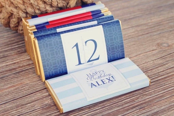 NAUTICAL BIRTHDAY Party Printable Candy Bar Wrappers - Aqua and Navy Il_570xn
