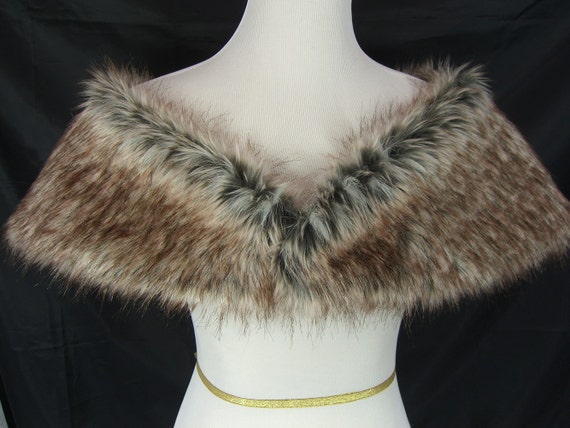 White Fur Stole >> Faux Fur Shrug Gray/Brown/White Wolf Faux Fur Shawl Fur White Fur Stole >> Faux Fur Shrug Gray/Brown/White Wolf Faux Fur Shawl Fur
