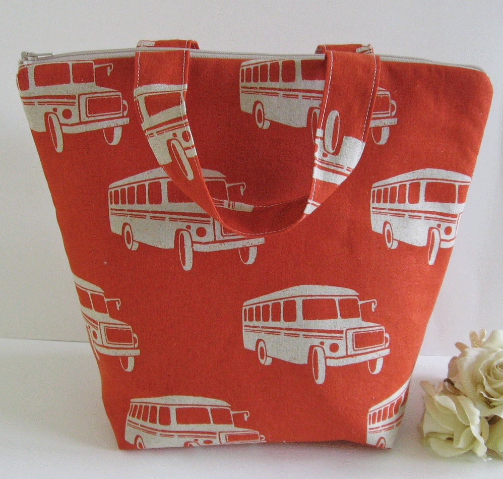 school bus/ Insulated Lunch Bag// lunch Tote / lunch bag