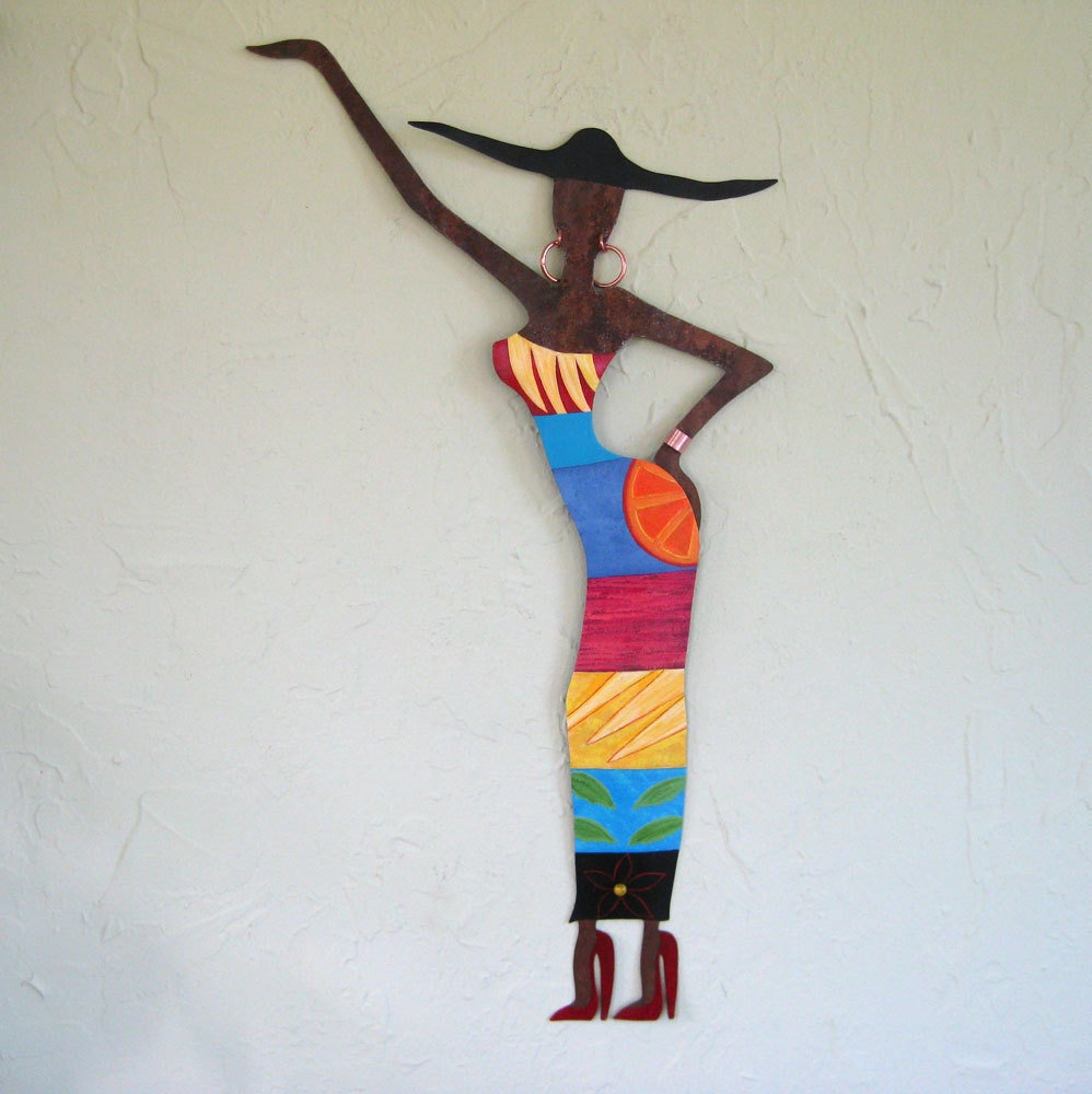 Metal wall art sculpture Exotic African Lady African