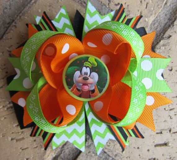 Goofy Custom Boutique stacked layered Hair Bow for Disney World Vacation Il_570xn