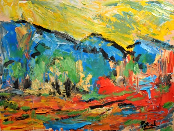 Items similar to Modern Abstract Painting Fauvist Style Landscape ...