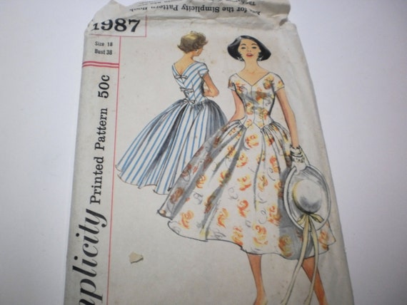 1957 Simplicity Sewing Pattern  1987 Party Dress  Audrey  Hepburn