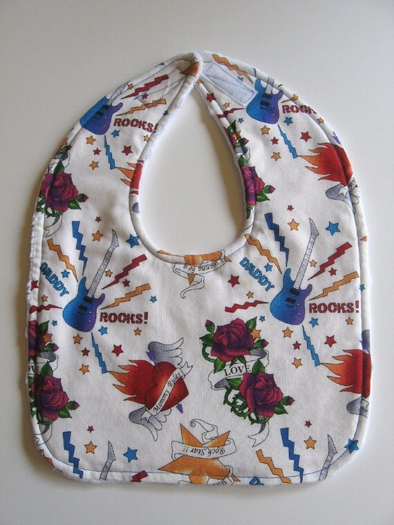 Reversible Tattoo Rock & Roll Baby Bib