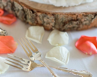 I Do Me Too Vintage Wedding Fork Set Hand Stamped with Date