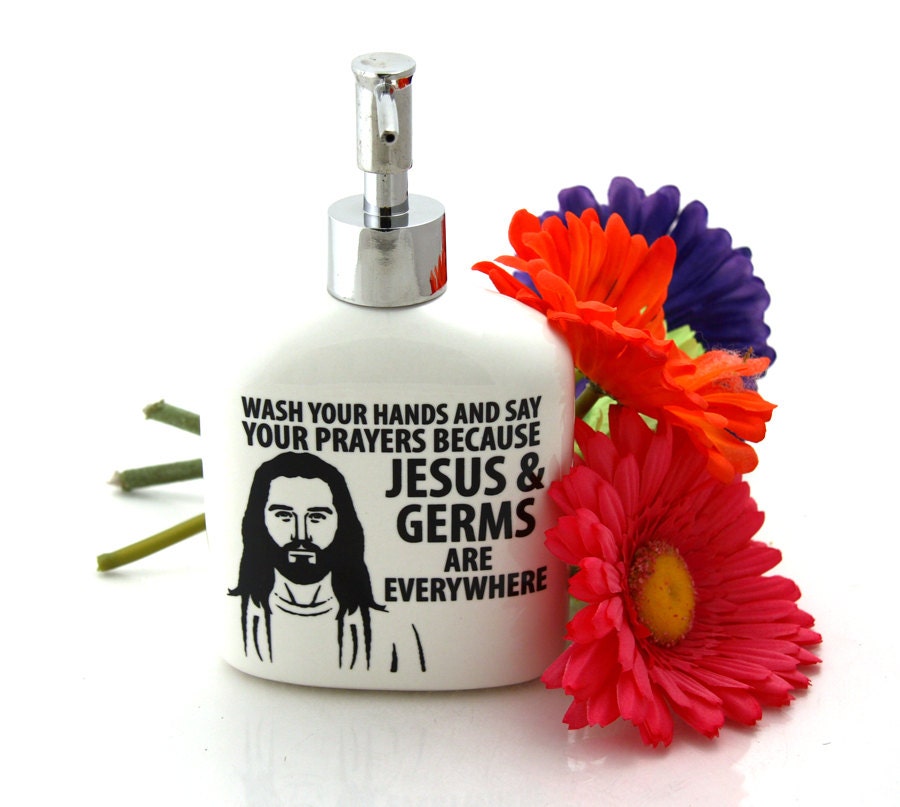 Jesus soap Dispenser in white novelty gift funny