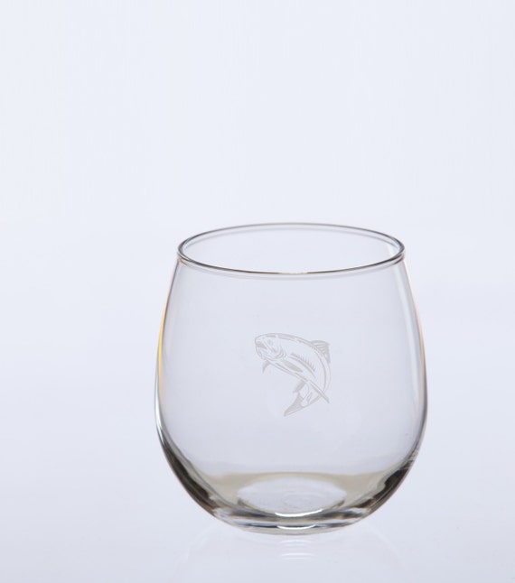 Fly Fishing Fish Trout stemless Wine Glasses SALE Red Wine