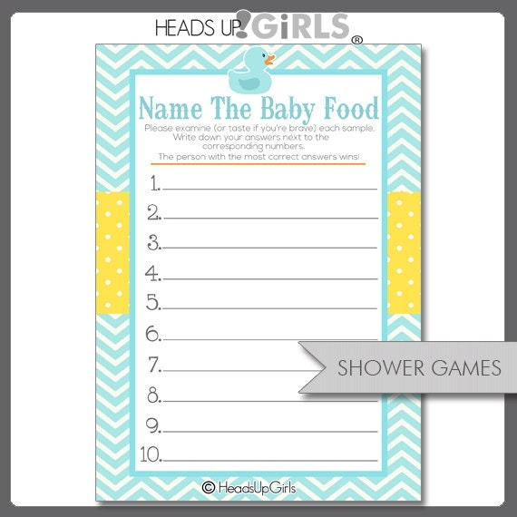 Digital Printable Name The Baby Food Game Cards By Headsupgirls