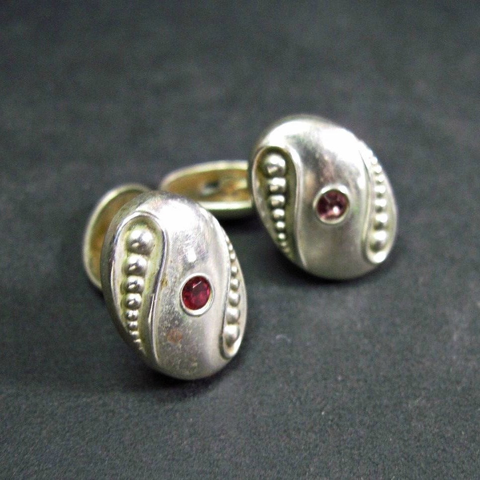 Antique Edwardian Cuff Links Cufflinks Silver Tone Mens