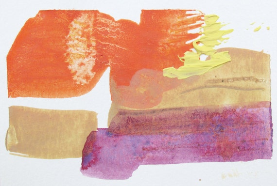 Textured Abstract Landscape,  violet, beige, orange, 4 x 6"  ORIGINAL fine art -- "Painting 455"