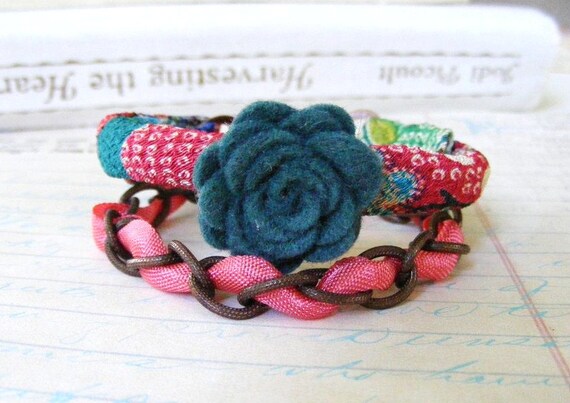 Asian Silk Kimono Cord Layered Ribbon and Solid by meiguidesigns