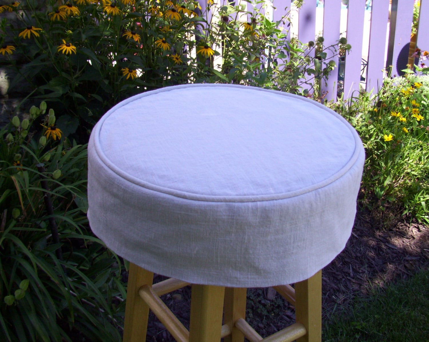 Large Round Barstool Linen Slipcover and Cushion bar stool