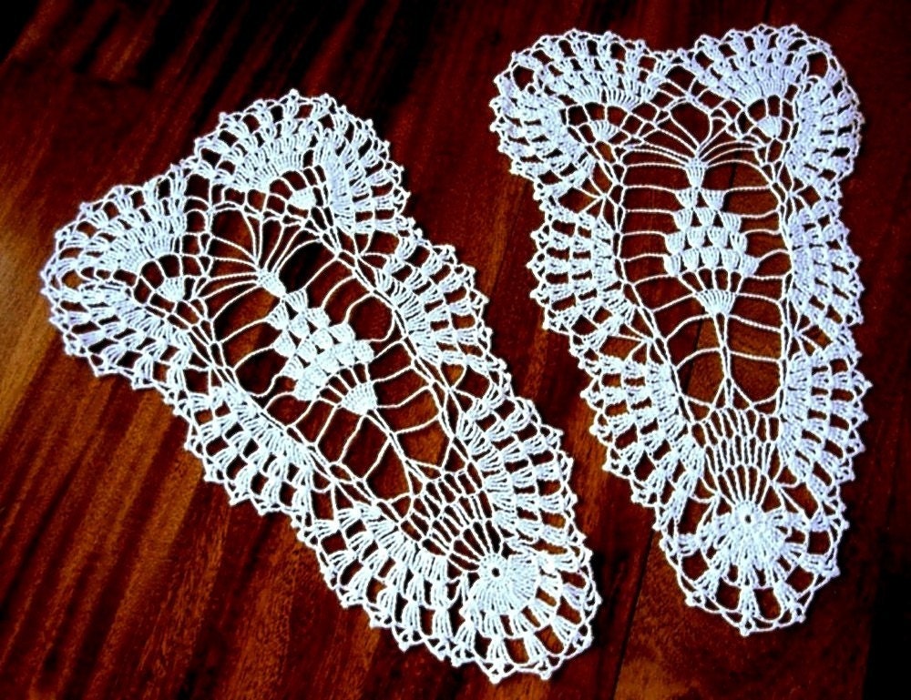 DOILY Arm Chair Covers White CROCHETED LACE Cotton Crochet