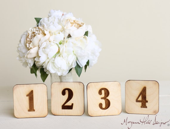 Wood Table Numbers Vintage Inspired Rustic Wedding (Item Number 140304) NEW ITEM by braggingbags
