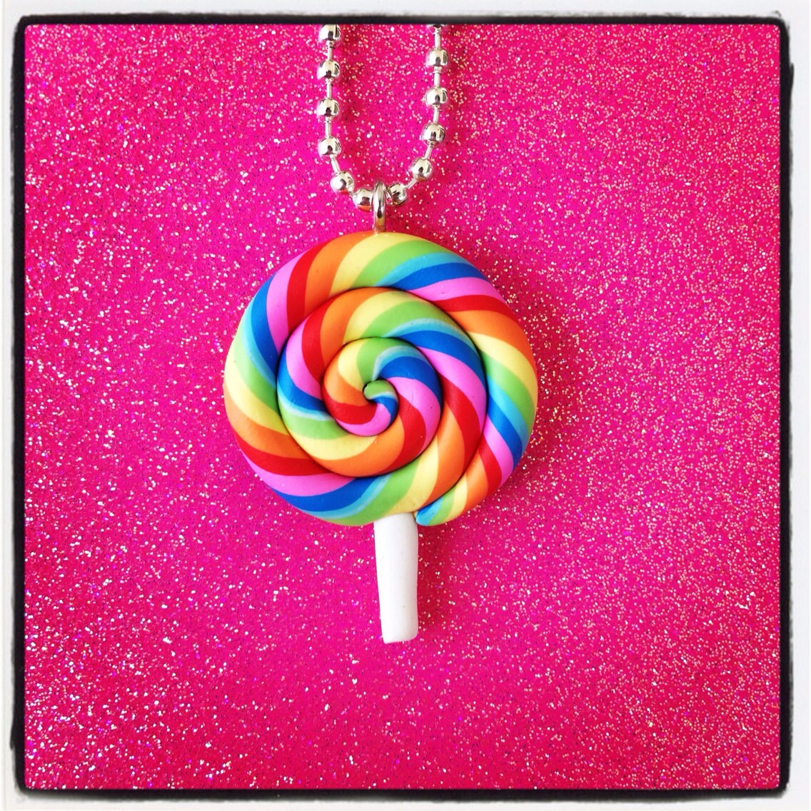 Rainbow Swirl Lollipop Necklace by missfridaymourning on Etsy