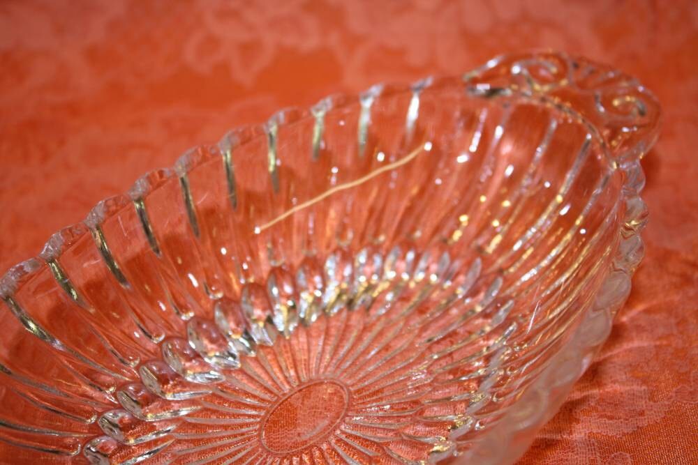 Vintage Crystal Oval Candy Dish Haute Juice