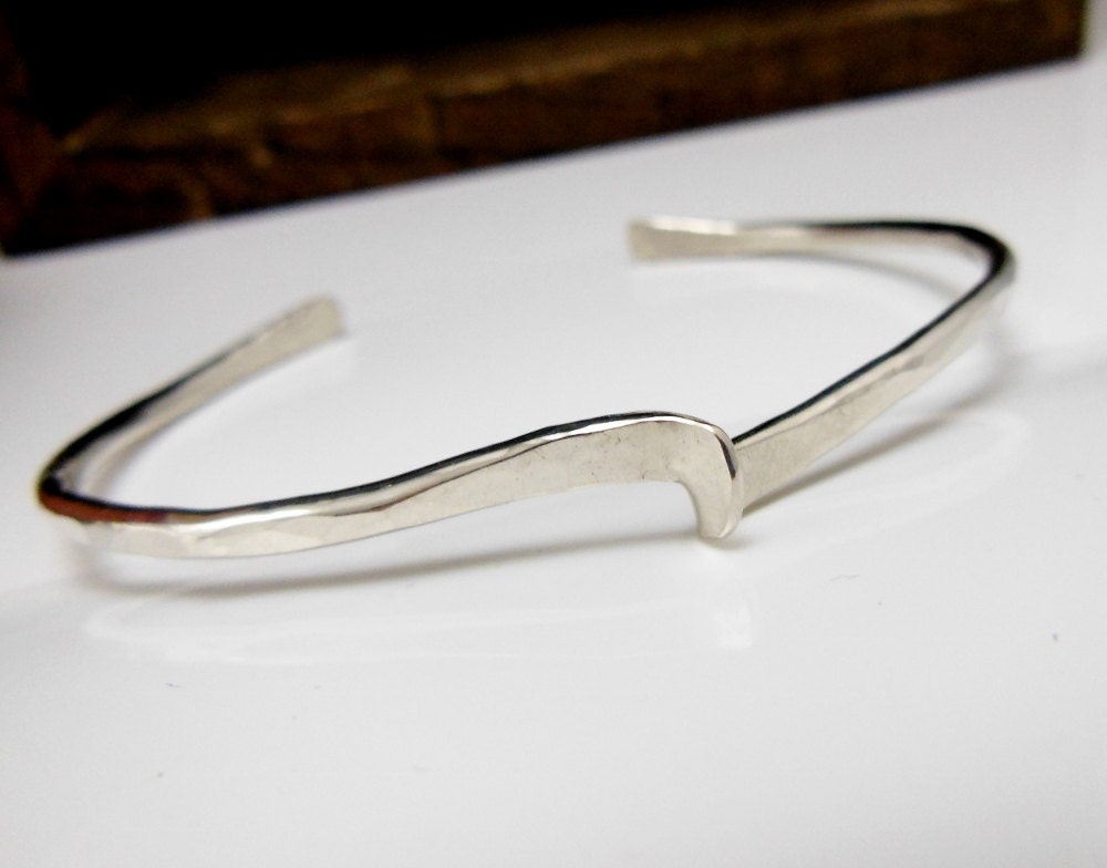 Twisted Sterling Silver Cuff Bracelet Hammered Textured