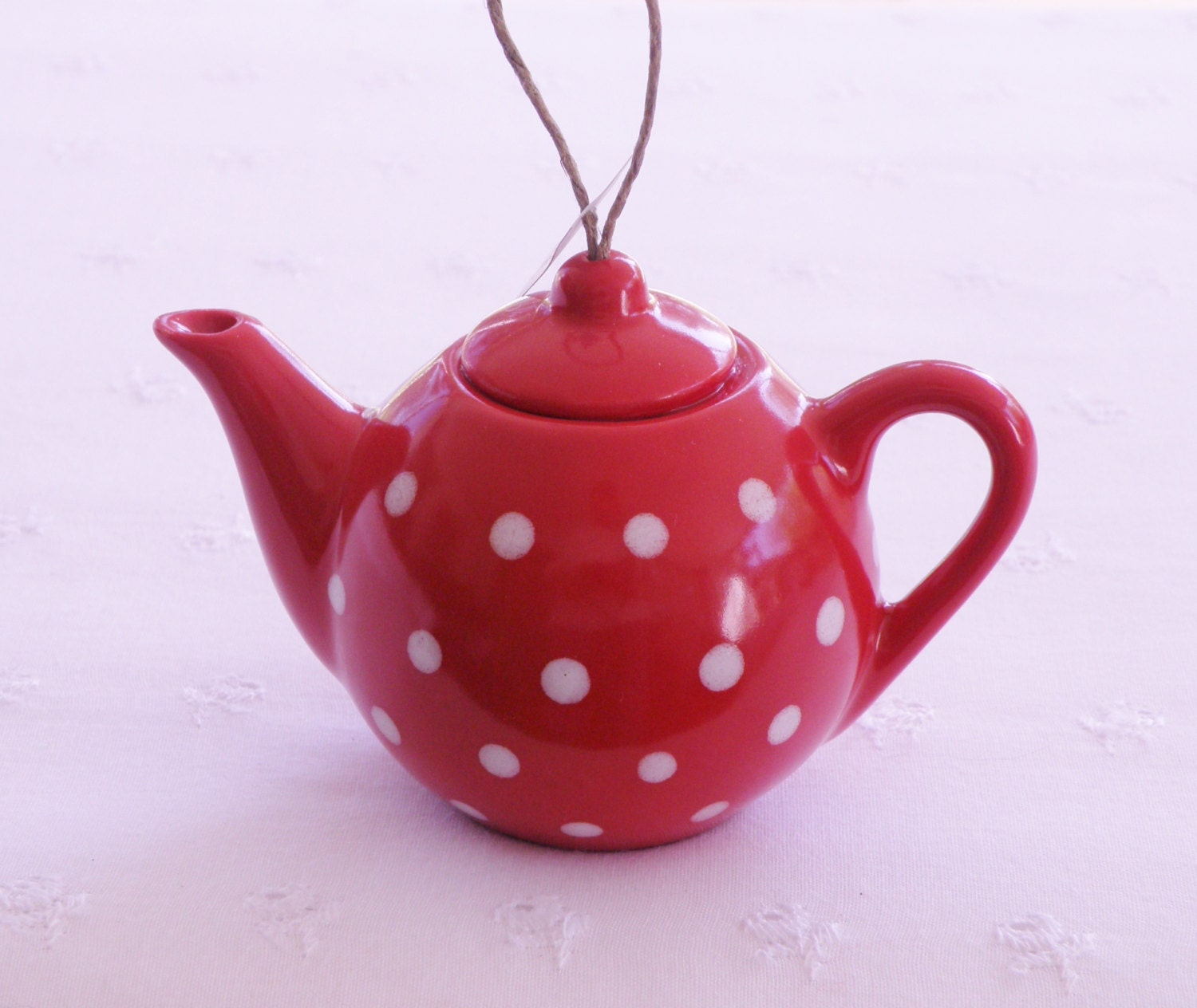 miniature teapot christmas ornament red with white polka miniature teapot christmas ornament red with white polka