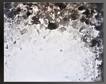 Cloudburst 2 - 24x30- Abstract Acrylic Painting - Contemporary Wall Art - Black White Gray Grey