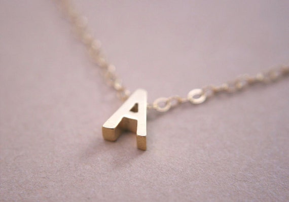 Tiny Gold Initial Necklace AZ Personalized Necklace by amandadeer