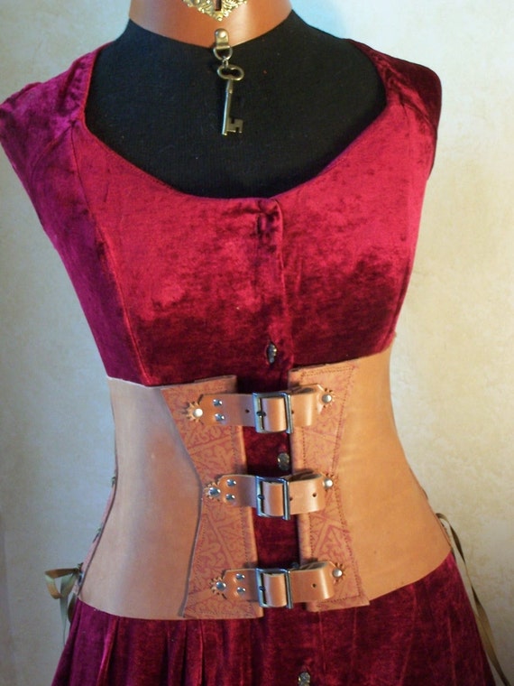 Cowgirl Tan Leather Corset Steampunk Western Victorian