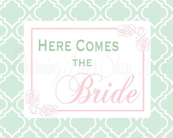 Items similar to Here Comes the Bride INSTANT DOWNLOAD Sign Templates ...