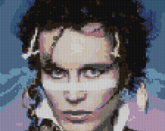 Adam Ant portrait counted Cross Stitch Pattern Iconic Punk Artist