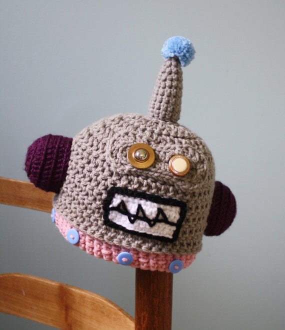 Robot Hat Crochet Beanie Halloween Costume Childrens
