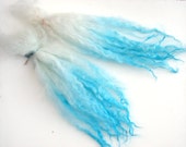 17 in extra long wool locks white turquoise  fusion for  reroot Doll Hair - Blythe, BJD, abjd, Art Dolls,  spinning and felt