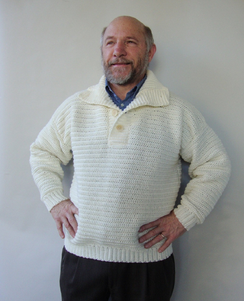 Men's Sweater White Sweater Men's Sweaters Wool Sweater by toivima