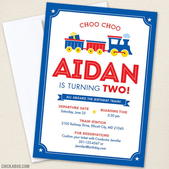 Train Party Invitations - Professionally printed *or* DIY printable Il_570xn