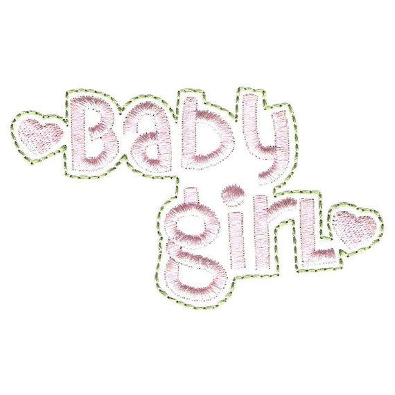 Baby girl machine embroidery design. Text by Embroidalot on Etsy