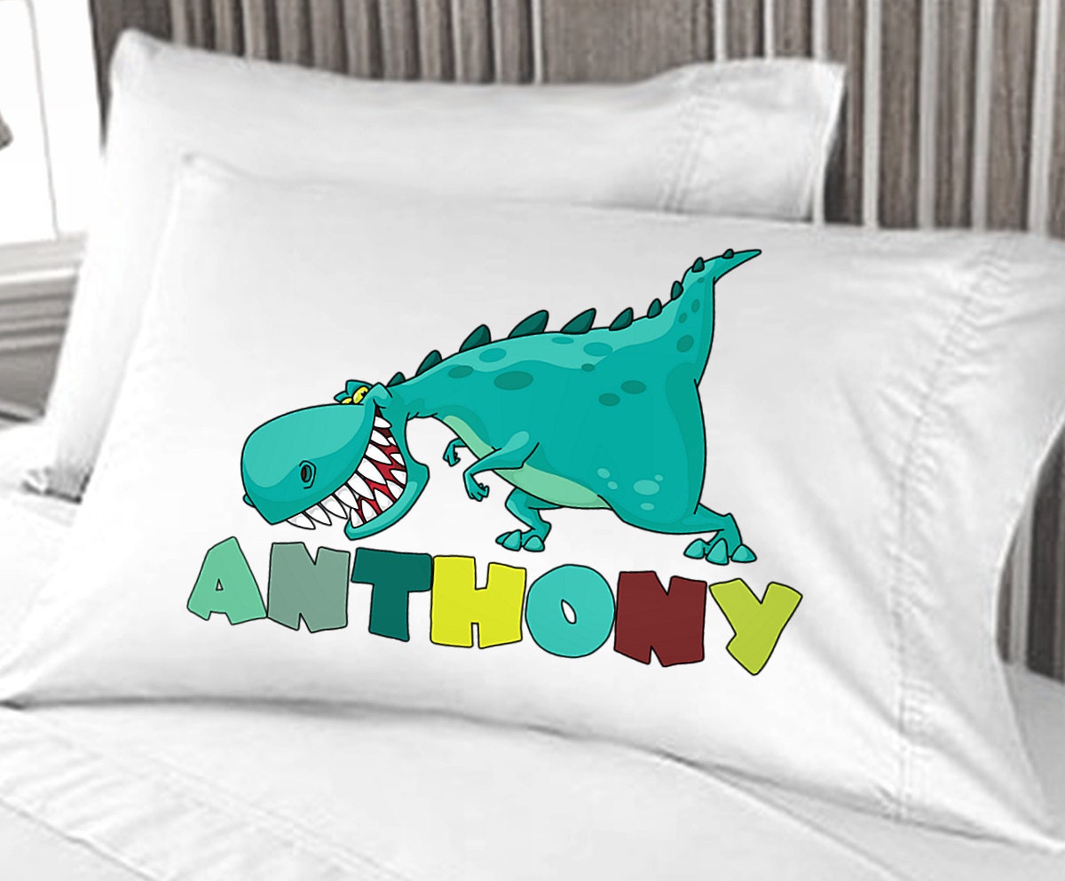 Dinosaur Boys Pillowcase Personalized Standard or Toddler