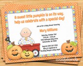 Fall Halloween Pumpkin Baby Shower Invitation - Red Wagon - Printable Il_170x135