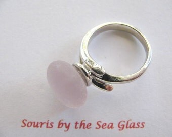 Adjustable Ring, Sea Glass Ring, Beach Glass Ring, Amethyst Ring, Purple Ring Jewelry, , Seaglass Ring, Gift for Her, Bridesmaid Gift
